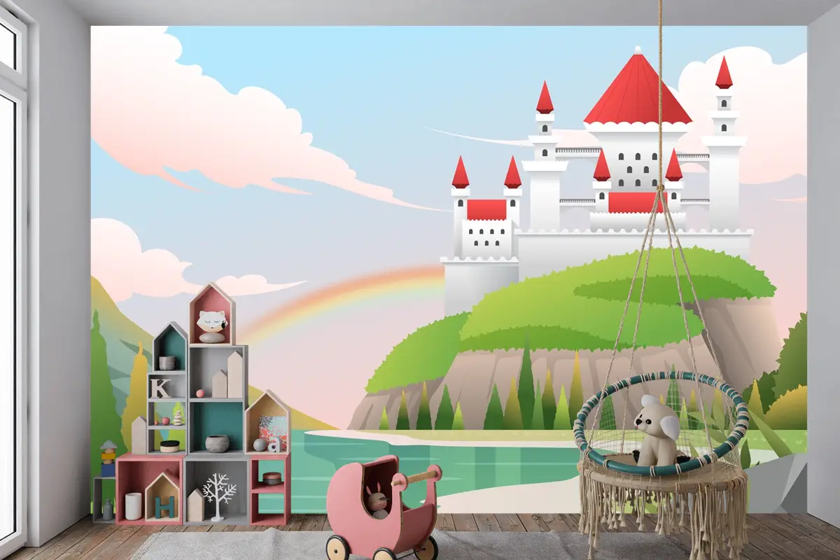 Degrade Peri Masalı Arka Plan Çocuk Odası Duvar Kağıdı 