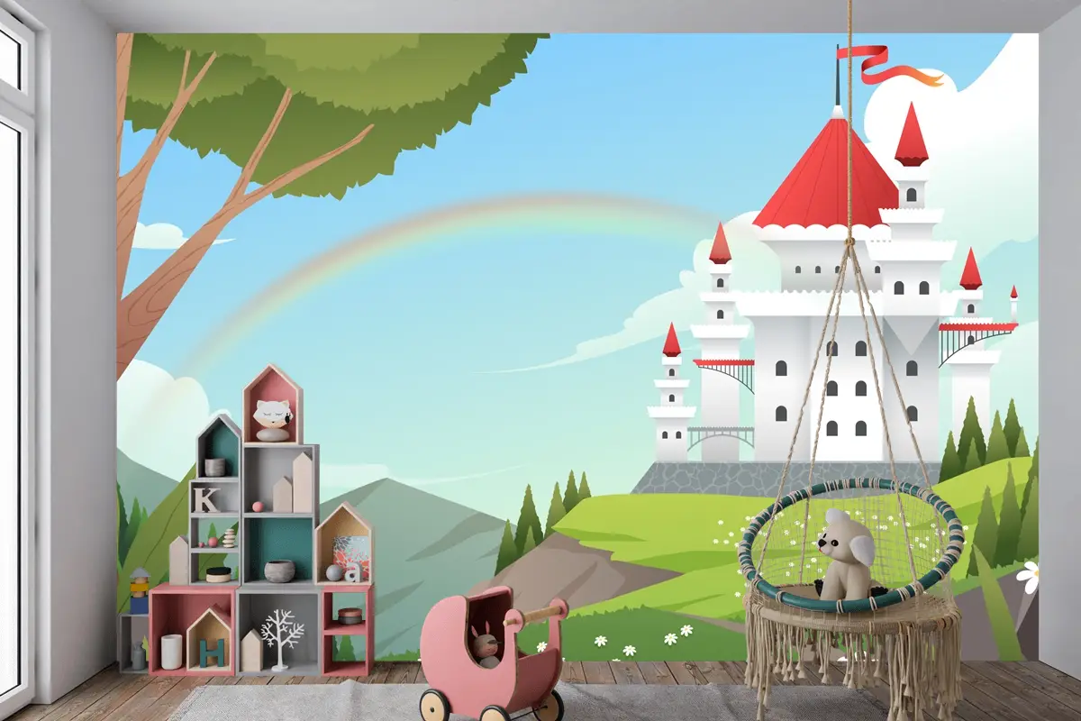 Degrade Peri Masalı Arka Plan Çocuk Odası Duvar Kağıdı 