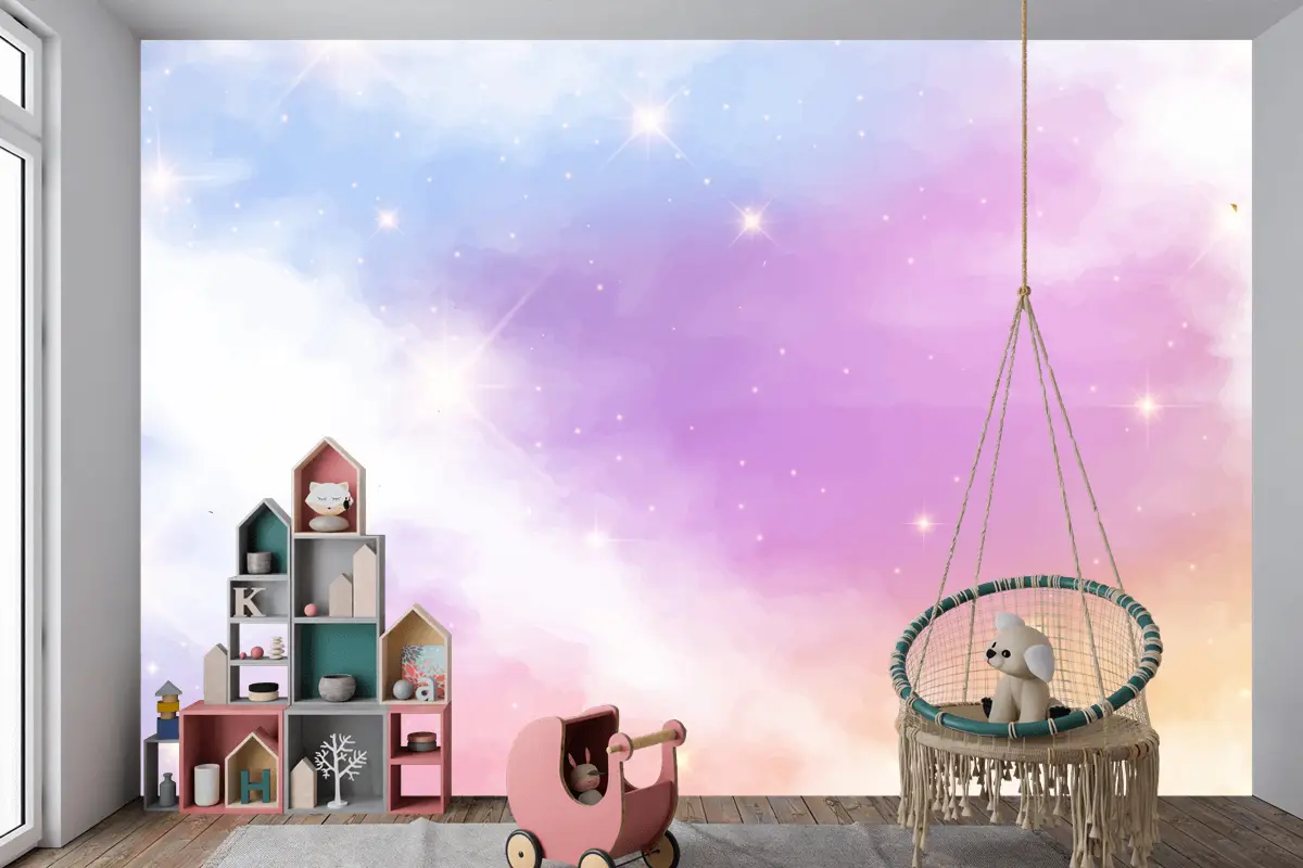 Degrade Pastel Gökyüzü Arka Plan Çocuk Odası Duvar Kağıdı