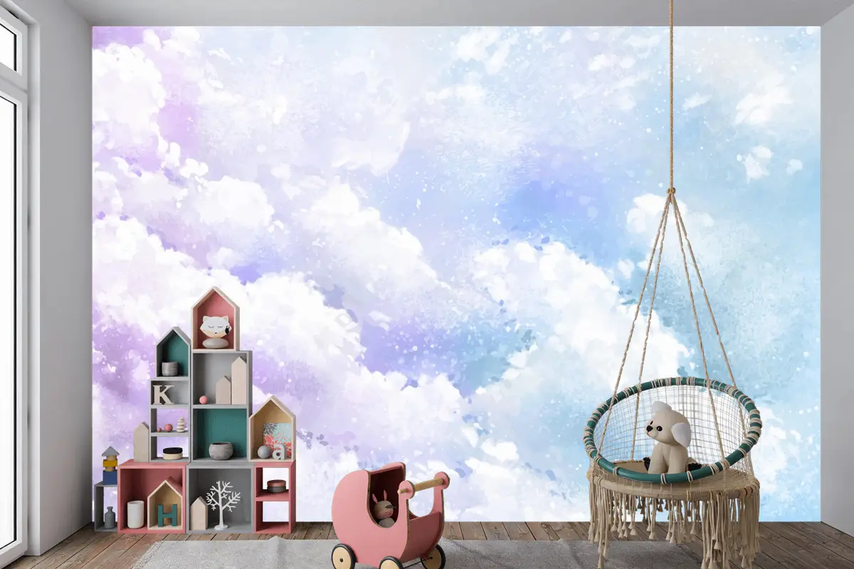 Degrade Pastel Gökyüzü Arka Plan Çocuk Odası Duvar Kağıdı 