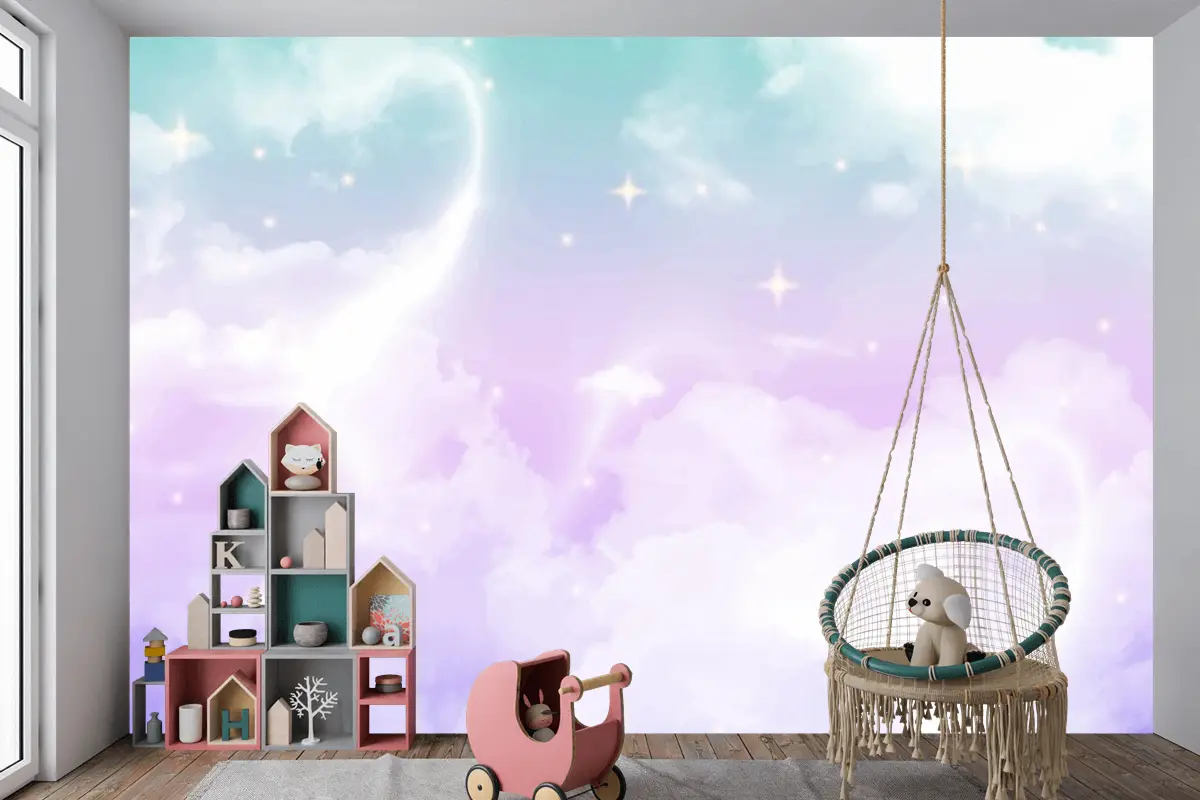 Degrade Pastel Gökyüzü Çocuk Odası Duvar Kağıdı
