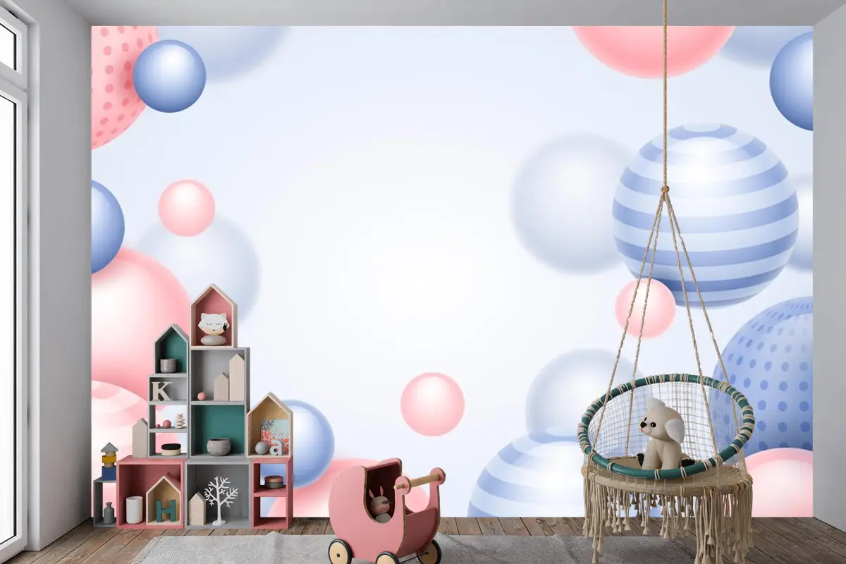 Degrade Küreler Arka Plan Çocuk Odası Duvar Kağıdı 