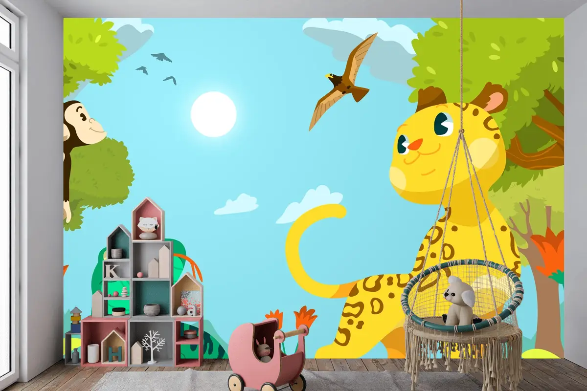 Elle Çizilmiş Biyoçeşitlilik Çocuk Odası Duvar Kağıdı 