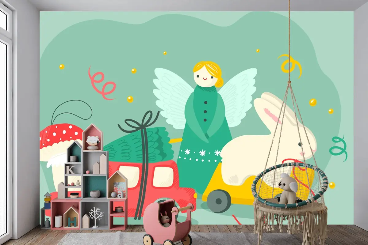 Elle Çizilmiş Noel Oyuncakları Arka Plan Çocuk Odası Duvar Kağıdı 