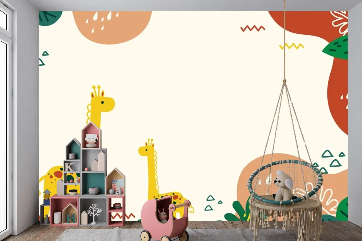 Elle Çizilmiş Doodle Arka Plan Çocuk Odası Duvar Kağıdı 