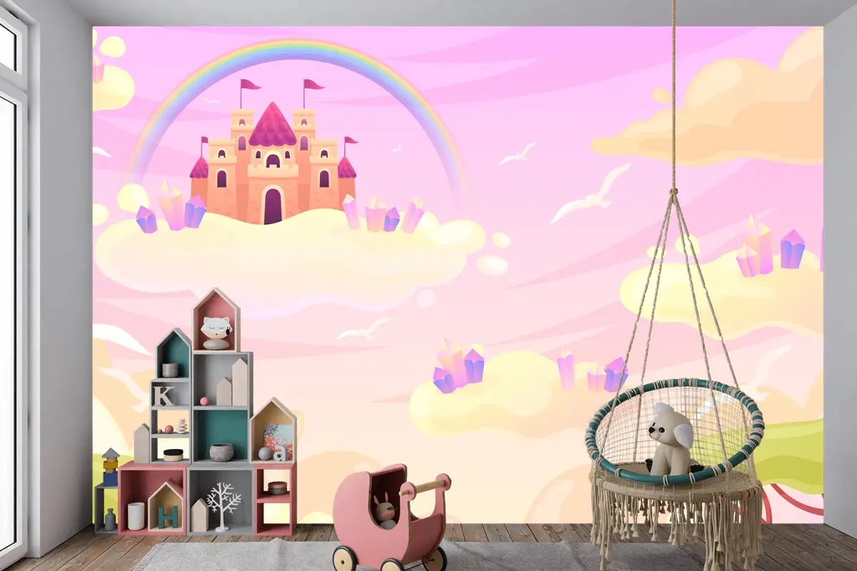 Elle Çizilmiş Peri Masalı Arka Plan Çocuk Odası Duvar Kağıdı