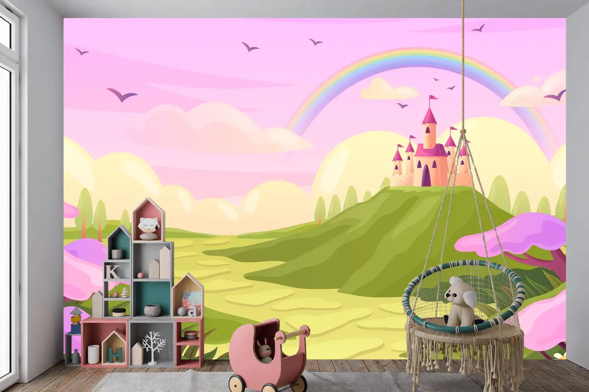 Elle Çizilmiş Peri Masalı Arka Plan Çocuk Odası Duvar Kağıdı 