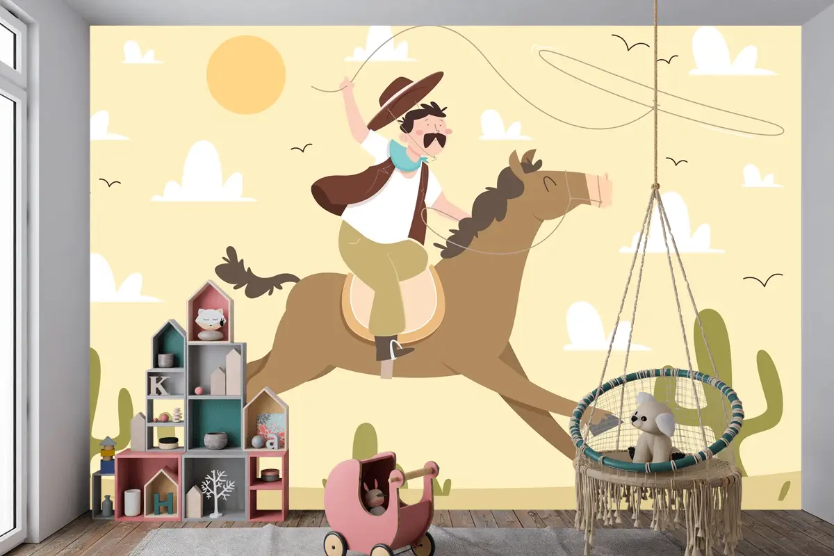 Elle Çizilmiş Gaucho Arka Plan Çocuk Odası Duvar Kağıdı 