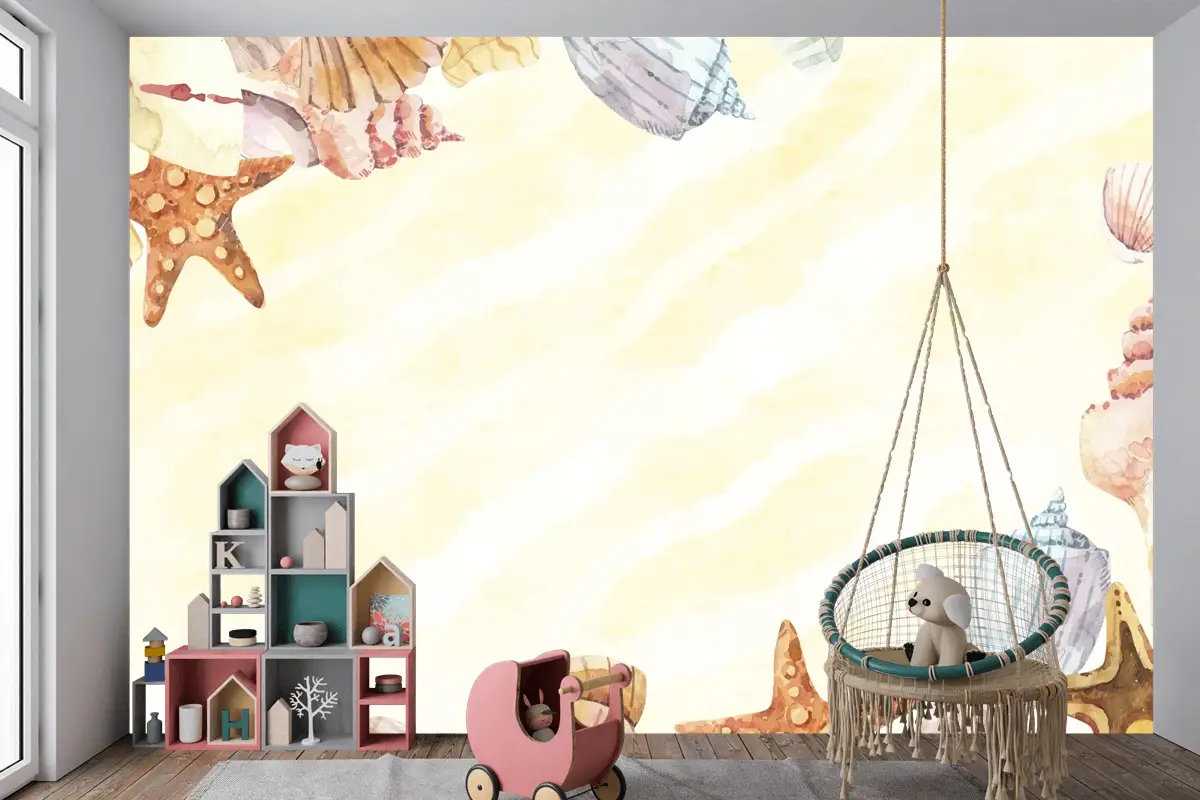 El Boyalı Suluboya Yaz Çocuk Odası Duvar Kağıdı 