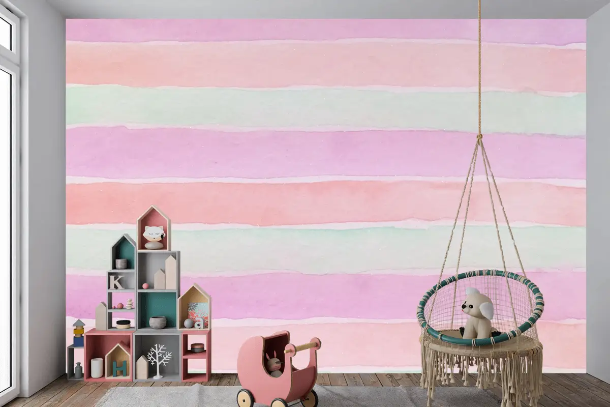 El Boyalı Suluboya Çocuk Odası Duvar Kağıdı 