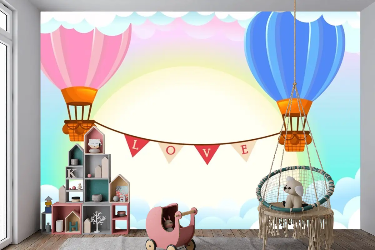 Sıcak Hava Balonu Çocuk Odası Duvar Kağıdı