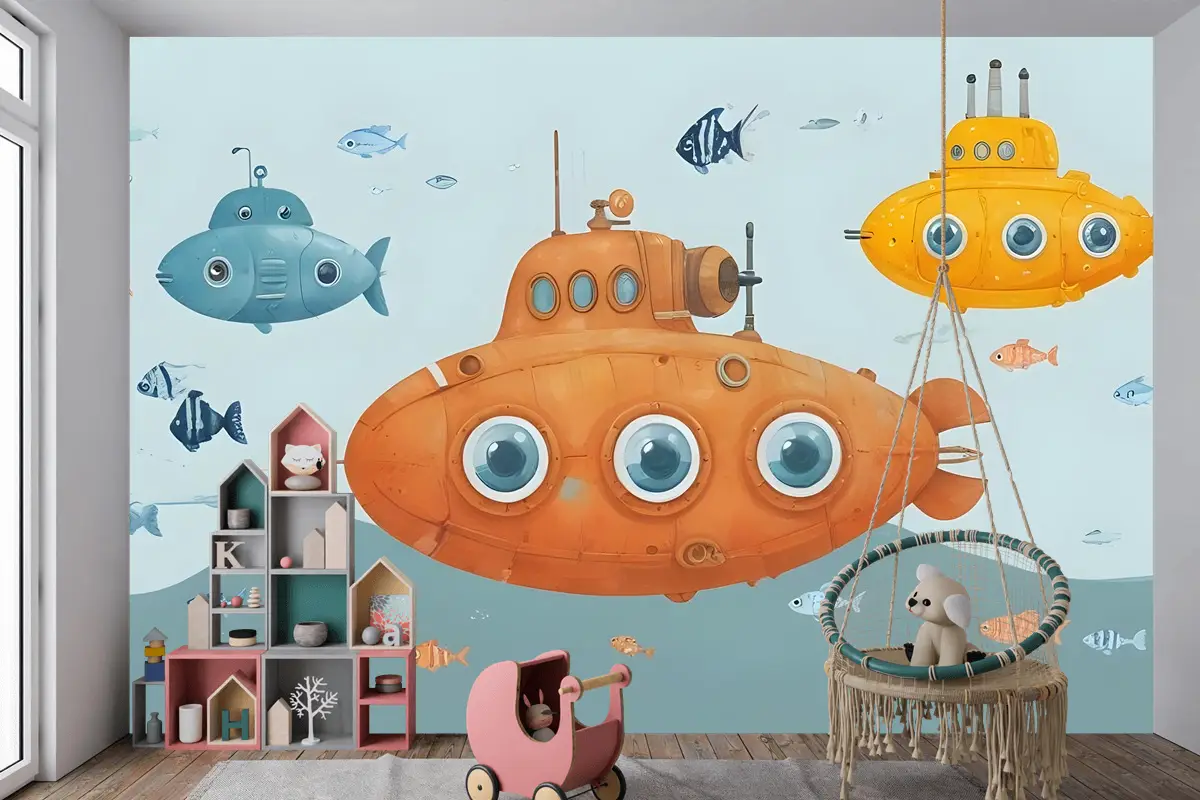 Kids Boys Denizaltı Çocuk Odası Duvar Kağıdı  Ile Suluboya Sualtı