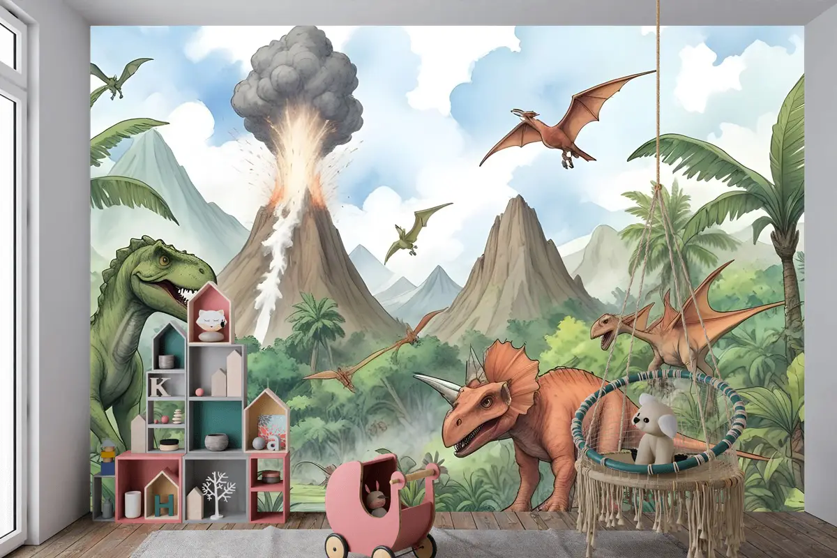 Trex Jurassic World Çocuk Odası Duvar Kağıdı  Ile Çocuk Dinozor