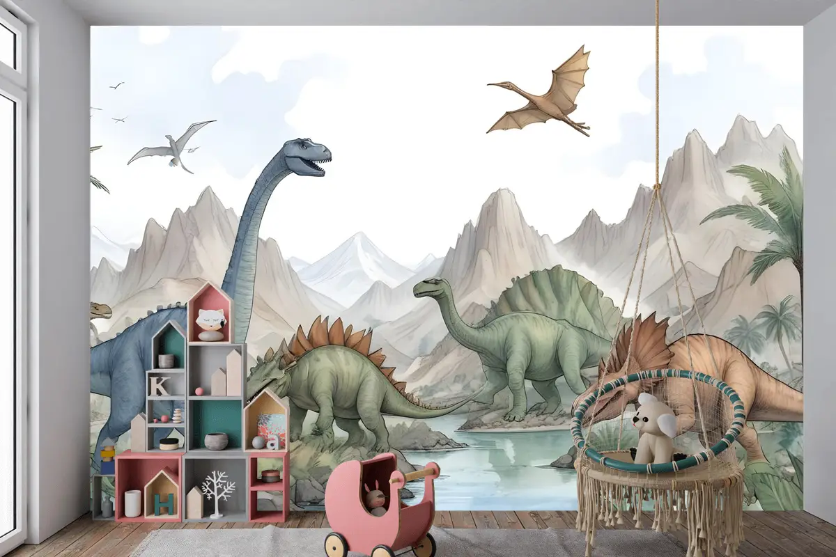 Kids Softs Dinozor Jurassic Dünya Çocuk Odası Duvar Kağıdı