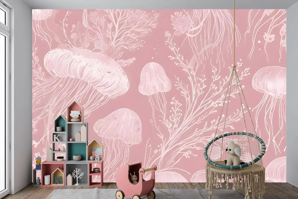 Çocuklar Sualtı Deniz Kızı Çocuk Odası Duvar Kağıdı