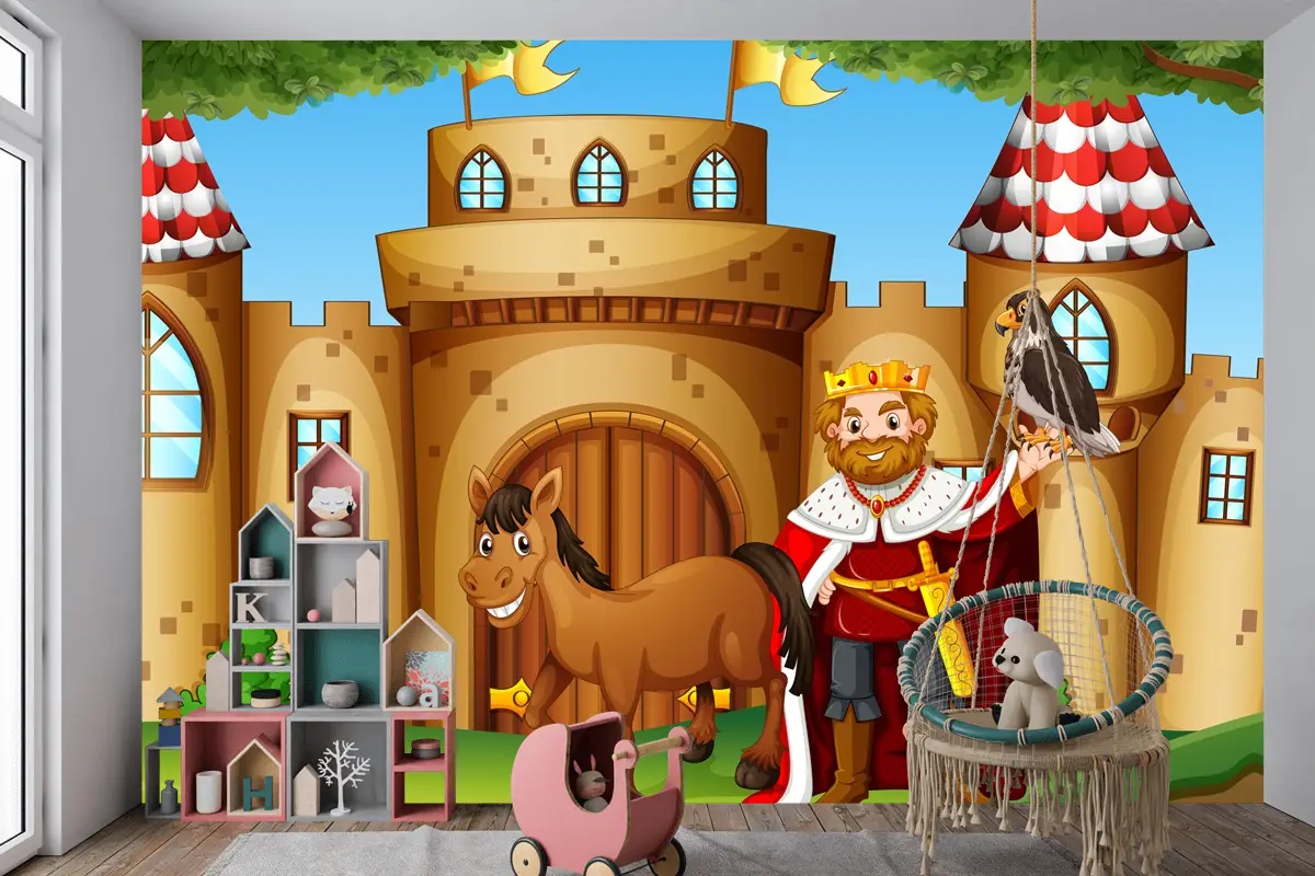 Kalede Kral Ve At Çocuk Odası Duvar Kağıdı
