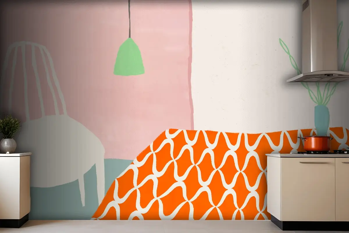 Mutfak Masa Duvar Kağıdı Vektör Şirin Elle Çizilmiş Ev İç Duvar Kağıdı