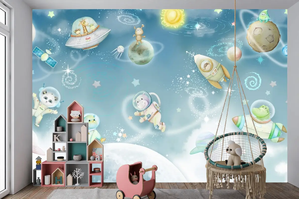 Kozmik Uzay Çocuk Odası Duvar Kağıdı