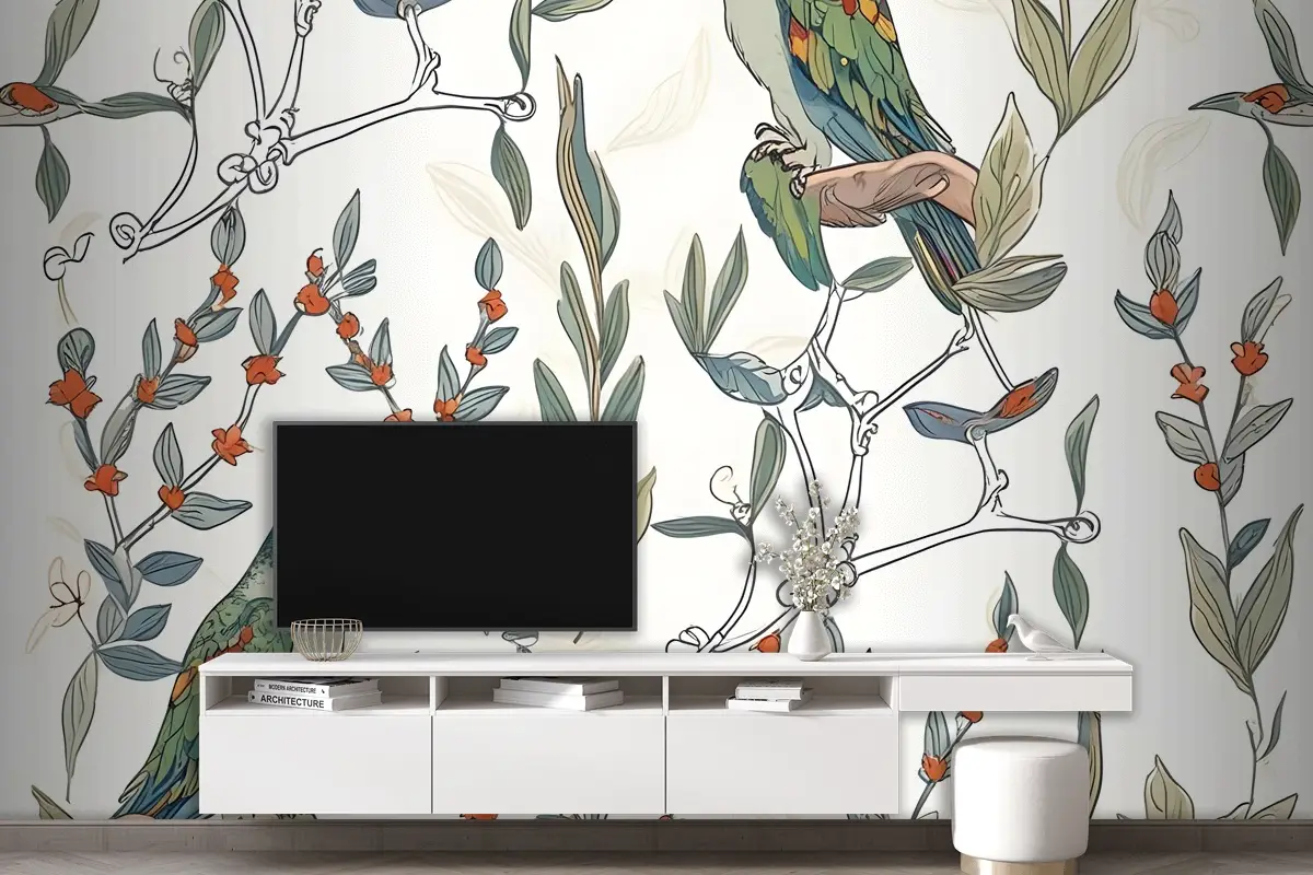 Dallarda Papağan Duvar Kağıdı