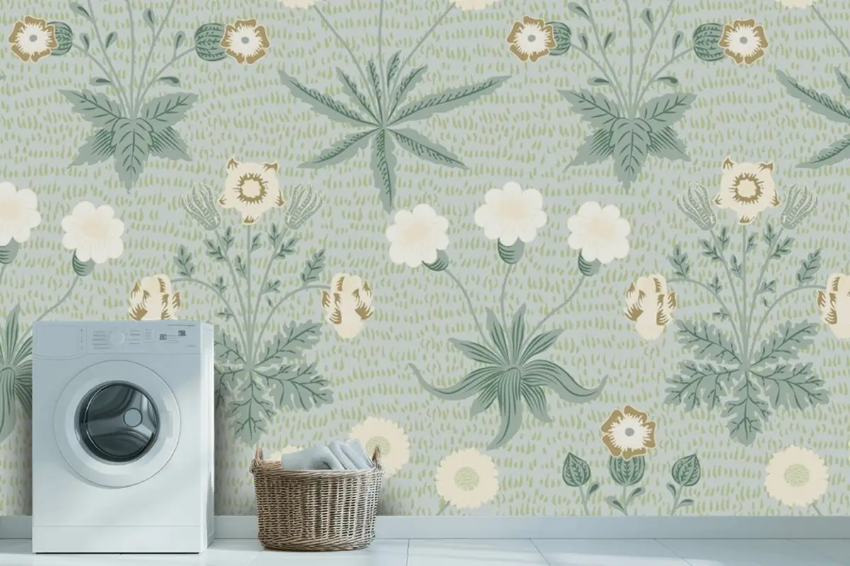 Desenli Çiçekli Çamaşır Odası Duvar Kağıdı 