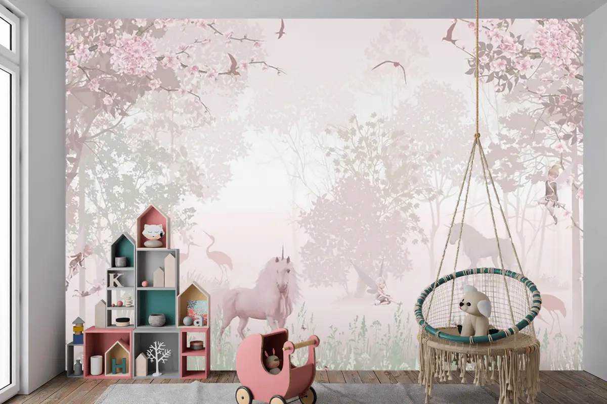 Peri Diyarı Atlar Masalsı Çocuk Odası Duvar Kağıdı