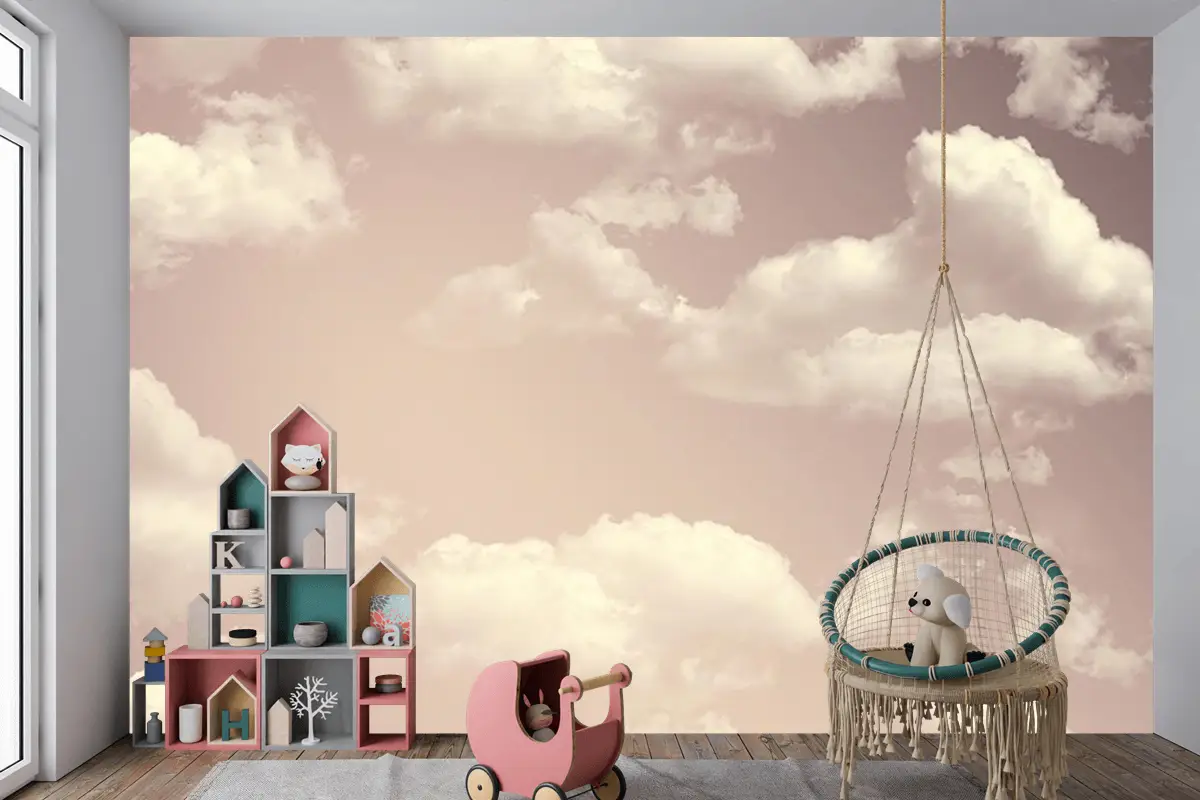 Renkli Bulutlar Çocuk Odası Duvar Kağıdı