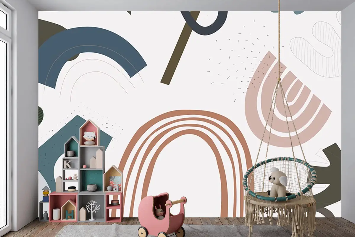 Renkli Gökkuşakları Çocuk Odası Uvar Kağıdı