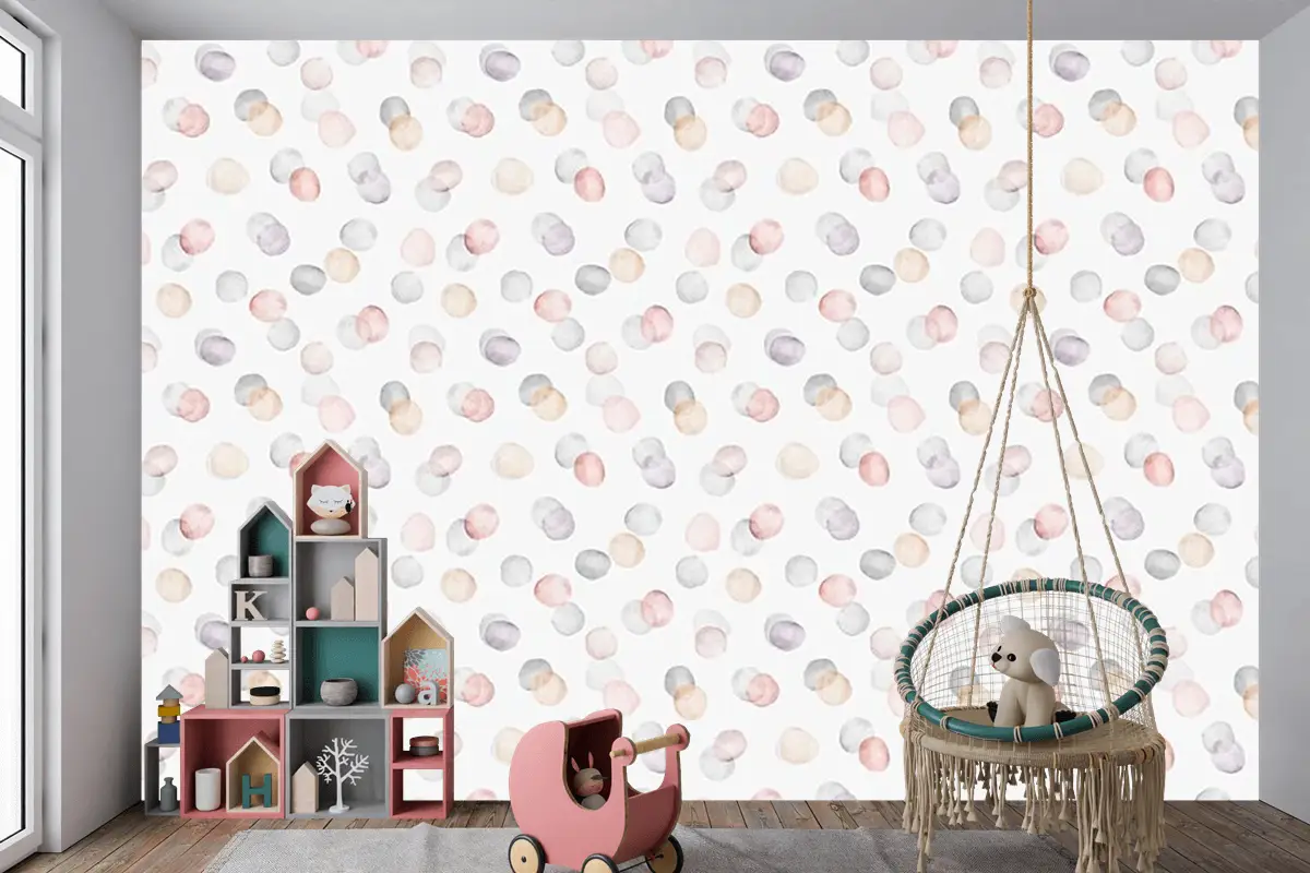 Renkli Puantiyeler Çocuk Odası Duvar Kağıdı