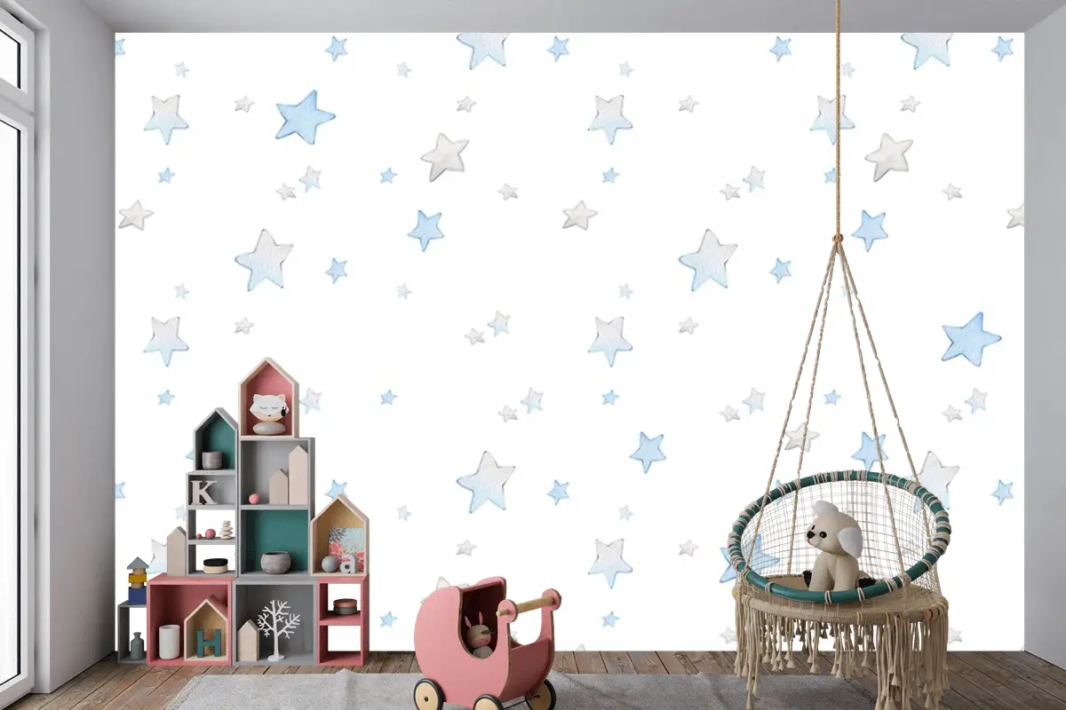 Renkli Yıldızlar Çocuk Odası Duvar Kağıdı
