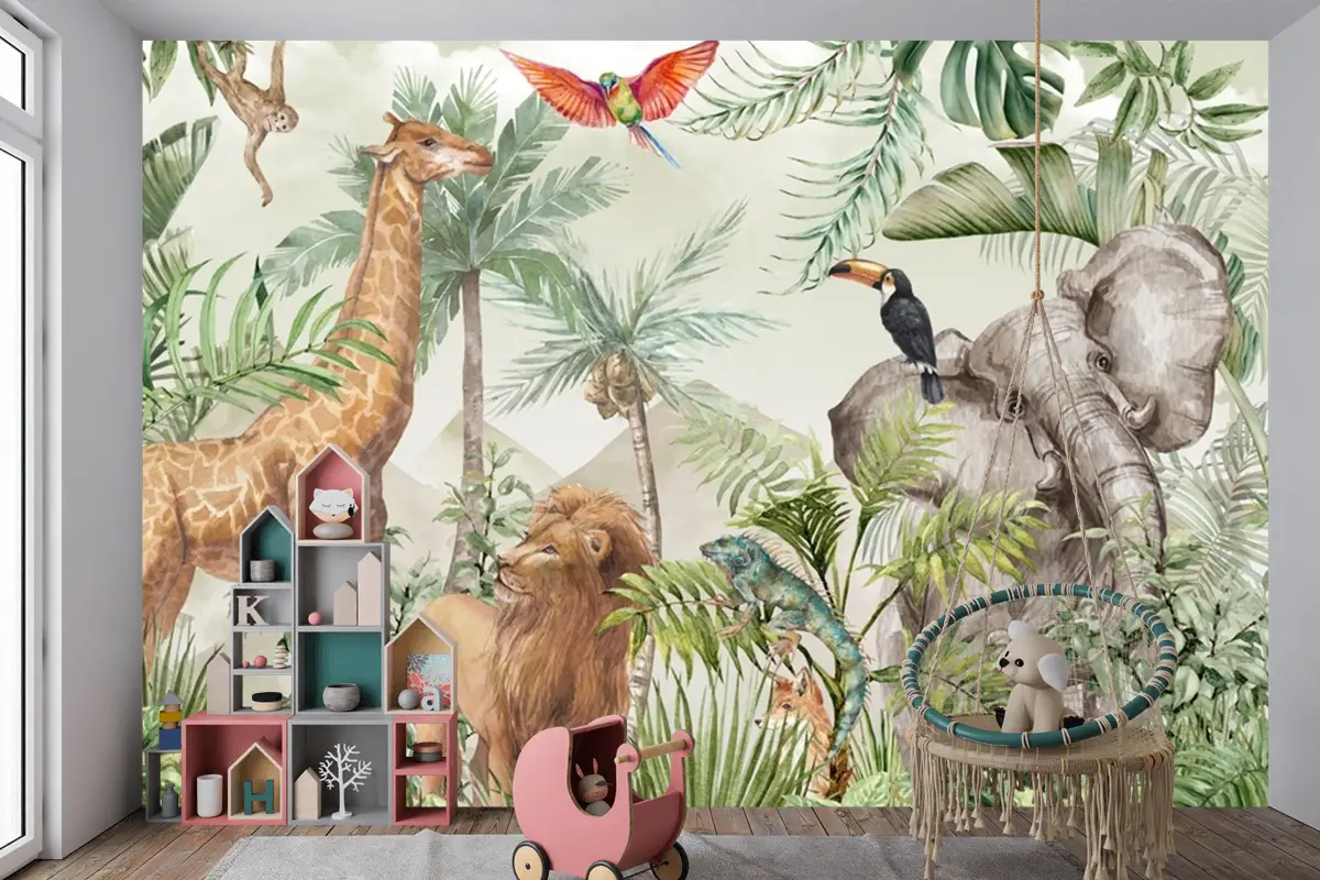 Safari Yaban Hayatı Çocuk Odası Duvar Kağıdı