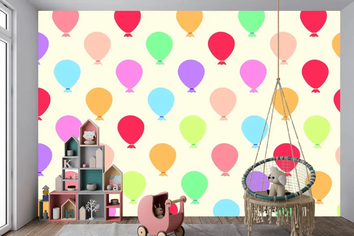 Kesintisiz Renkli Balonlar Desen Çocuk Odası Duvar Kağıdı