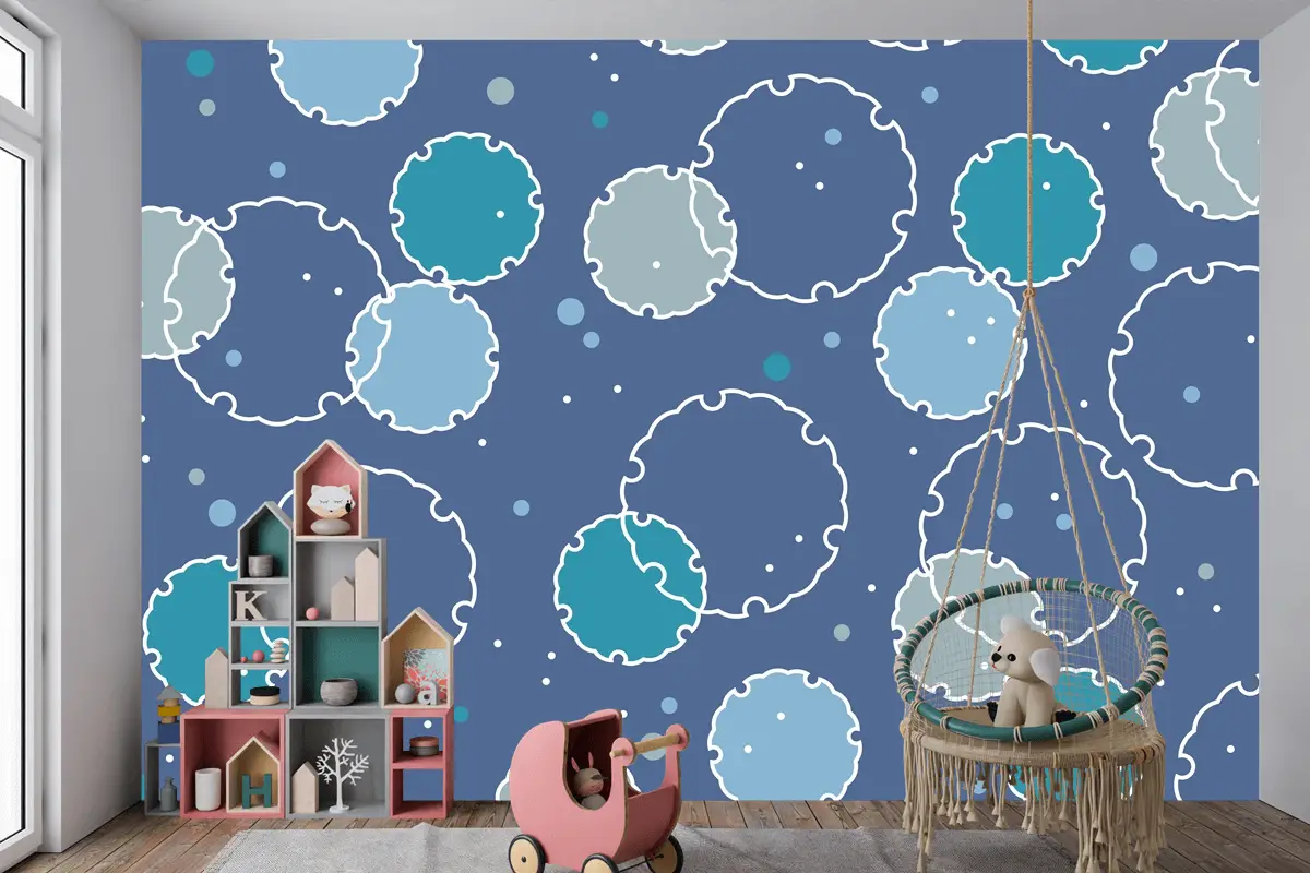 Japon Vintage Kar Grafik Sembolleri Ile Kusursuz Desen Çocuk Odası Duvar Kağıdı