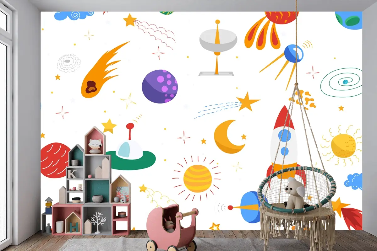 Kesintisiz Alan Arka Plan Düz Tasarım Yalıtılmış Çocuk Odası Duvar Kağıdı