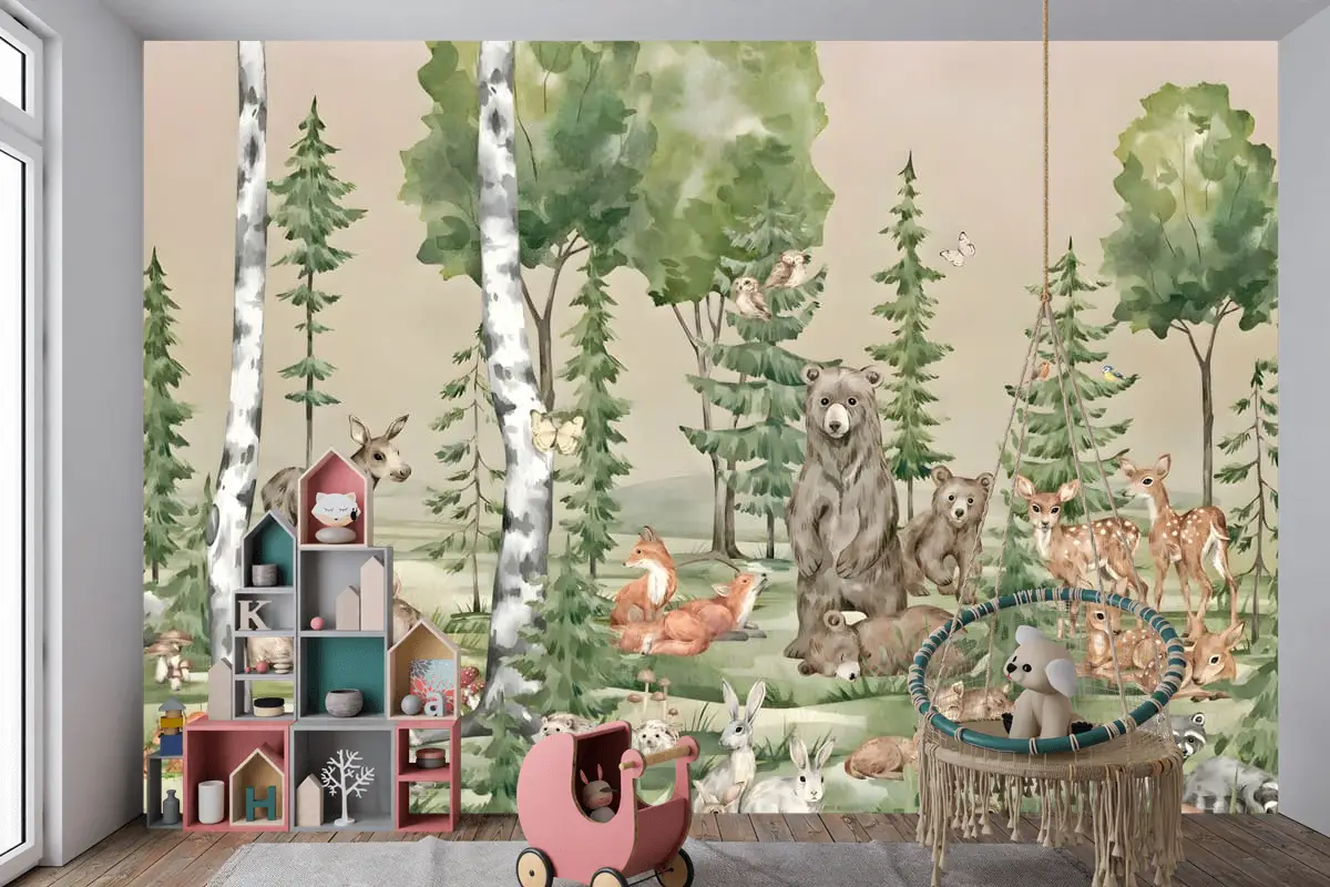 Sevimli Dostlar Çocuk Odası Duvar Kağıdı