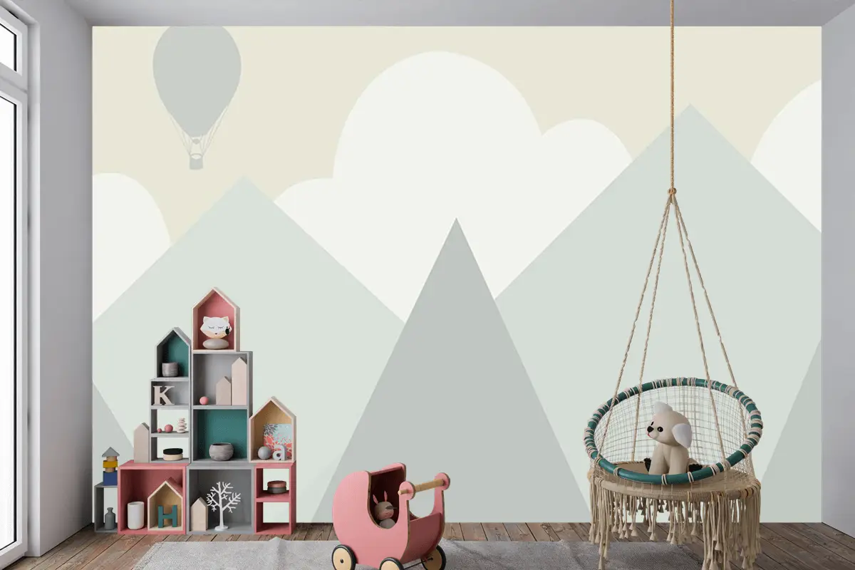 Soft Renk Dağlar Çocuk Odası Duvar Kağıdı