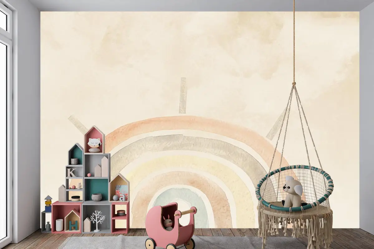 Soft Renkler Gökkuşağı Çocuk Odası Duvar Kağıdı