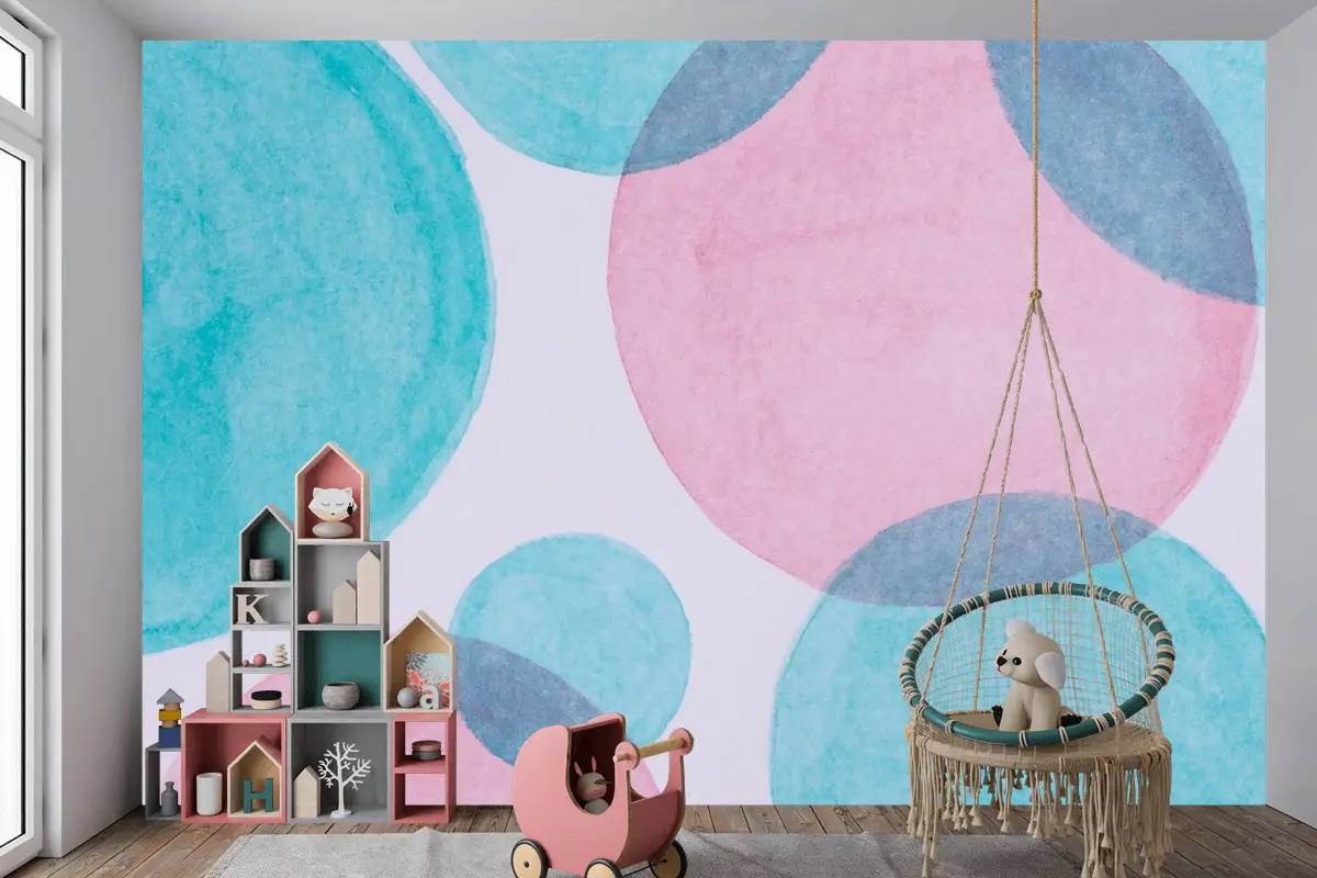 Üstten Görünüm Kağıt Çocuk Odası Duvar Kağıdı Duvar Üzerine Suluboya Boya
