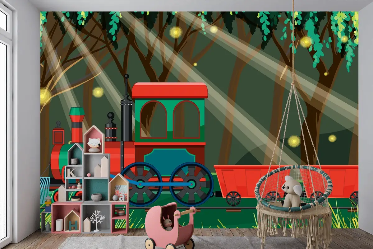 Doğal Sahne Çocuk Odası Duvar Kağıdı  Ile Tren
