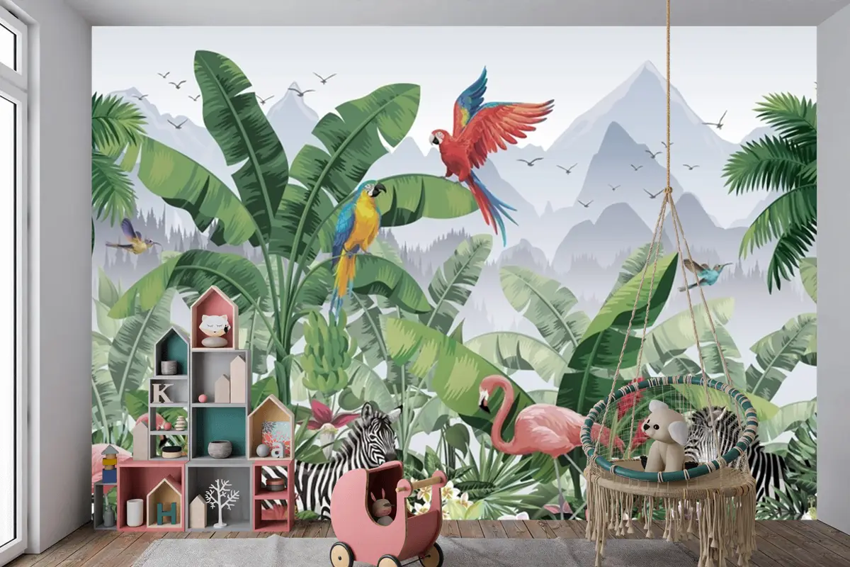 Tropiklerde Yaban Hayatı Çocuk Odası Duvar Kağıdı