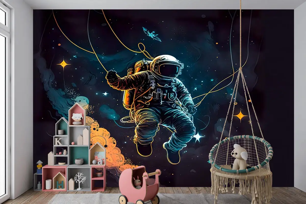 Uzay Astronot Çocuk Odası Duvar Kağıdı