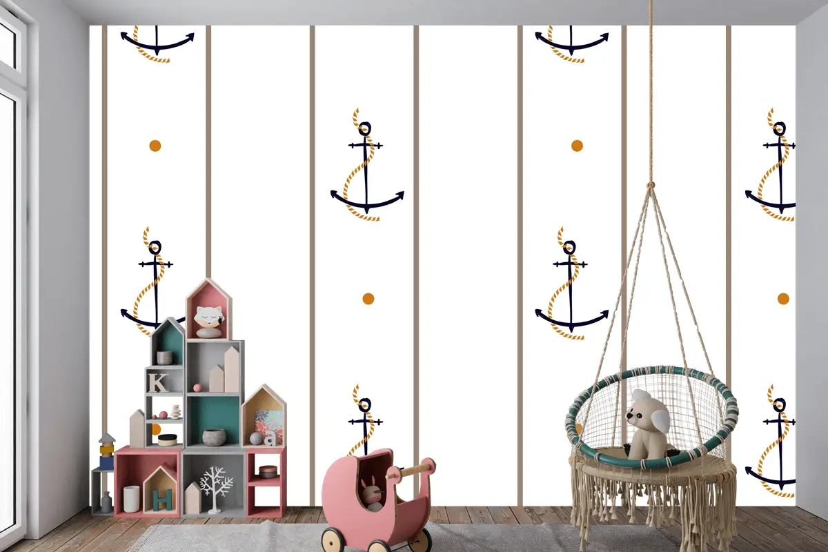 Vektör Kesintisiz Retro Desen Çocuk Odası Duvar Kağıdı