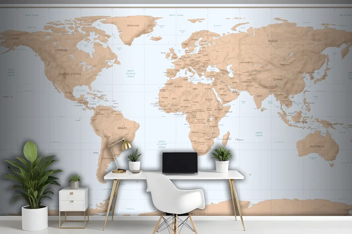 Vintage Dünya Haritası Duvar Kağıdı