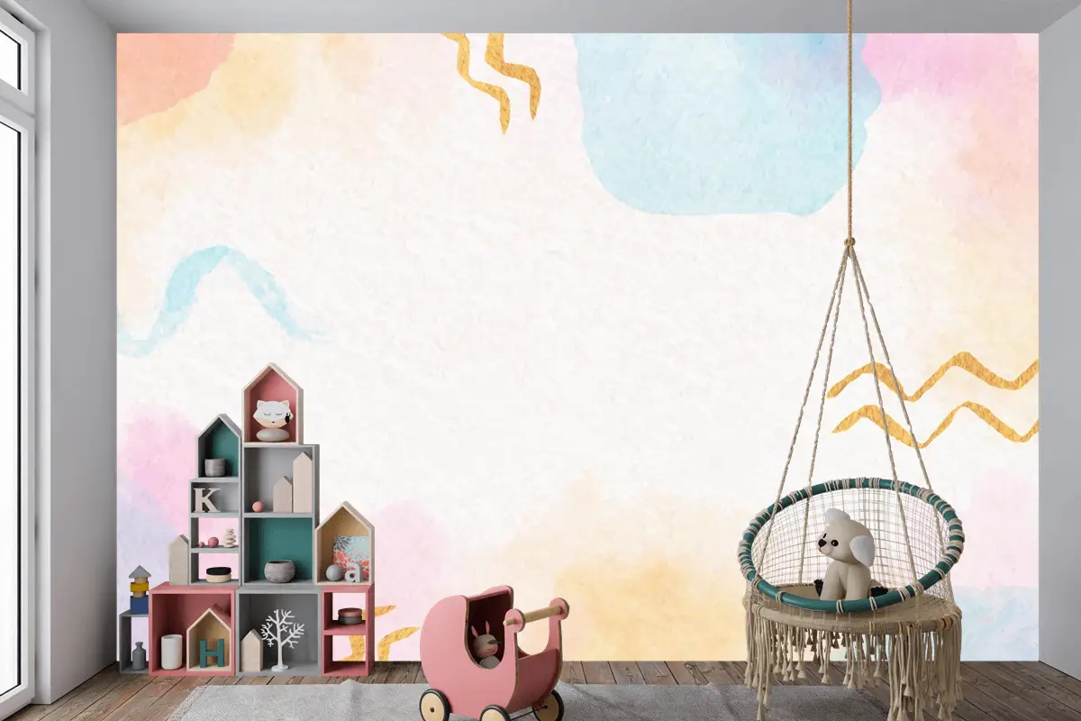 Suluboya Soyut Arka Plan Çocuk Odası Duvar Kağıdı