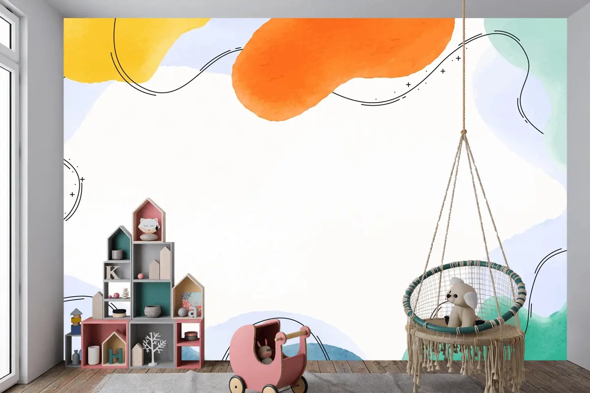 Suluboya Soyut Arka Plan Çocuk Odası Duvar Kağıdı 