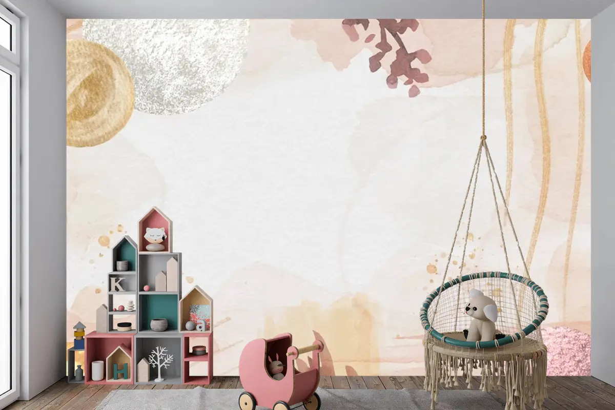 Suluboya Soyut Arka Plan Çocuk Odası Duvar Kağıdı 