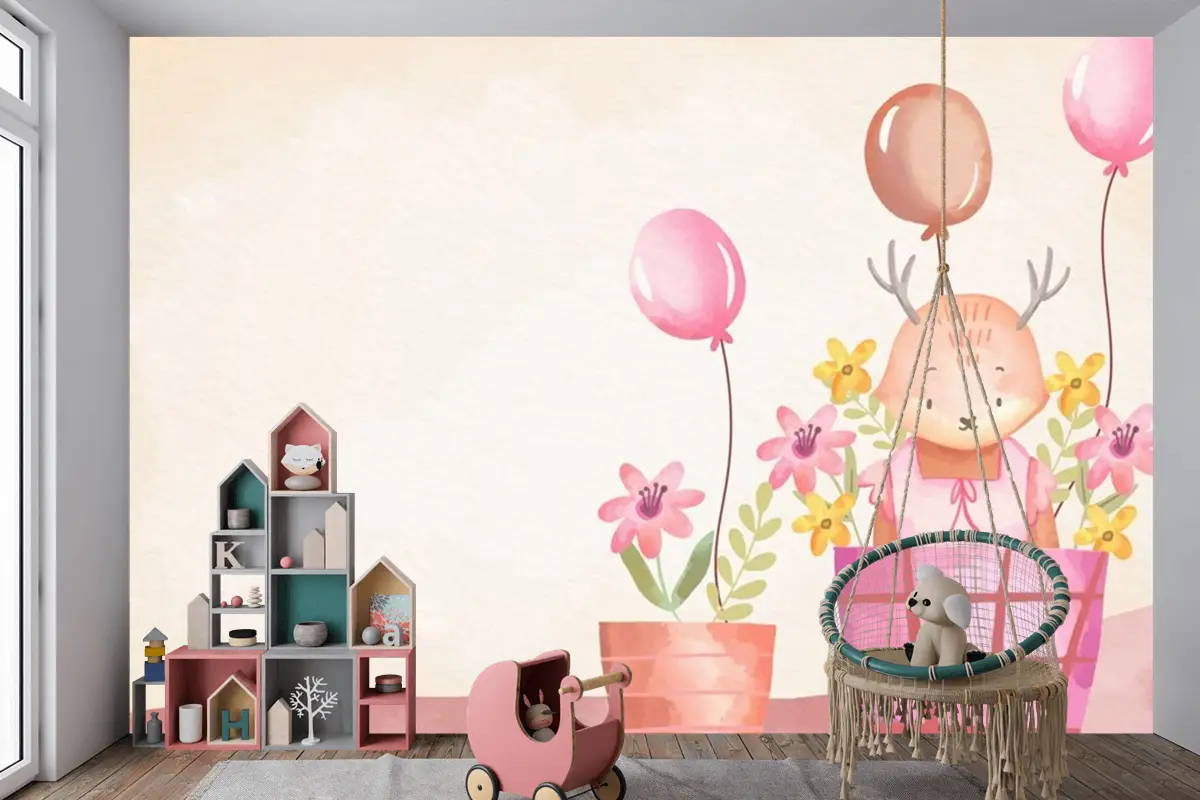 Suluboya Bebek Arka Plan Çocuk Odası Duvar Kağıdı