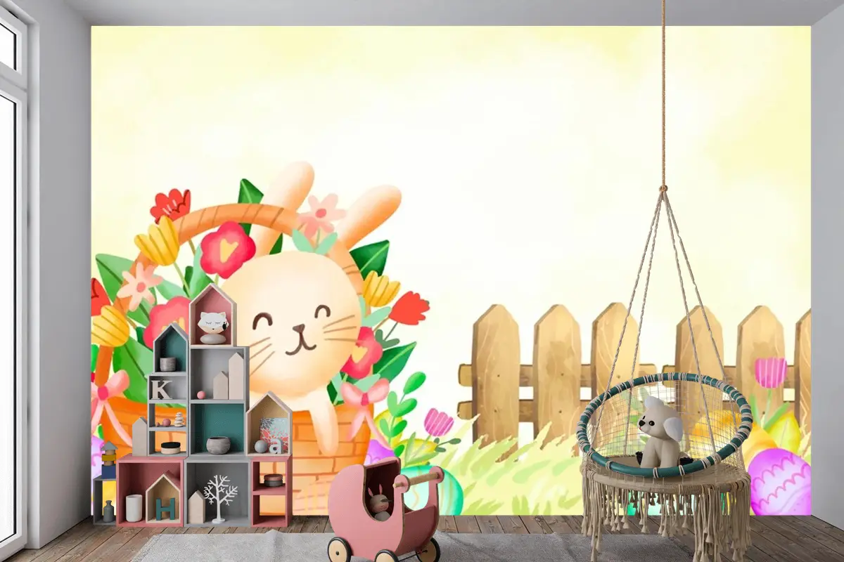 Paskalya Kutlaması Çocuk Odası Duvar Kağıdı  Için Suluboya Arka Plan