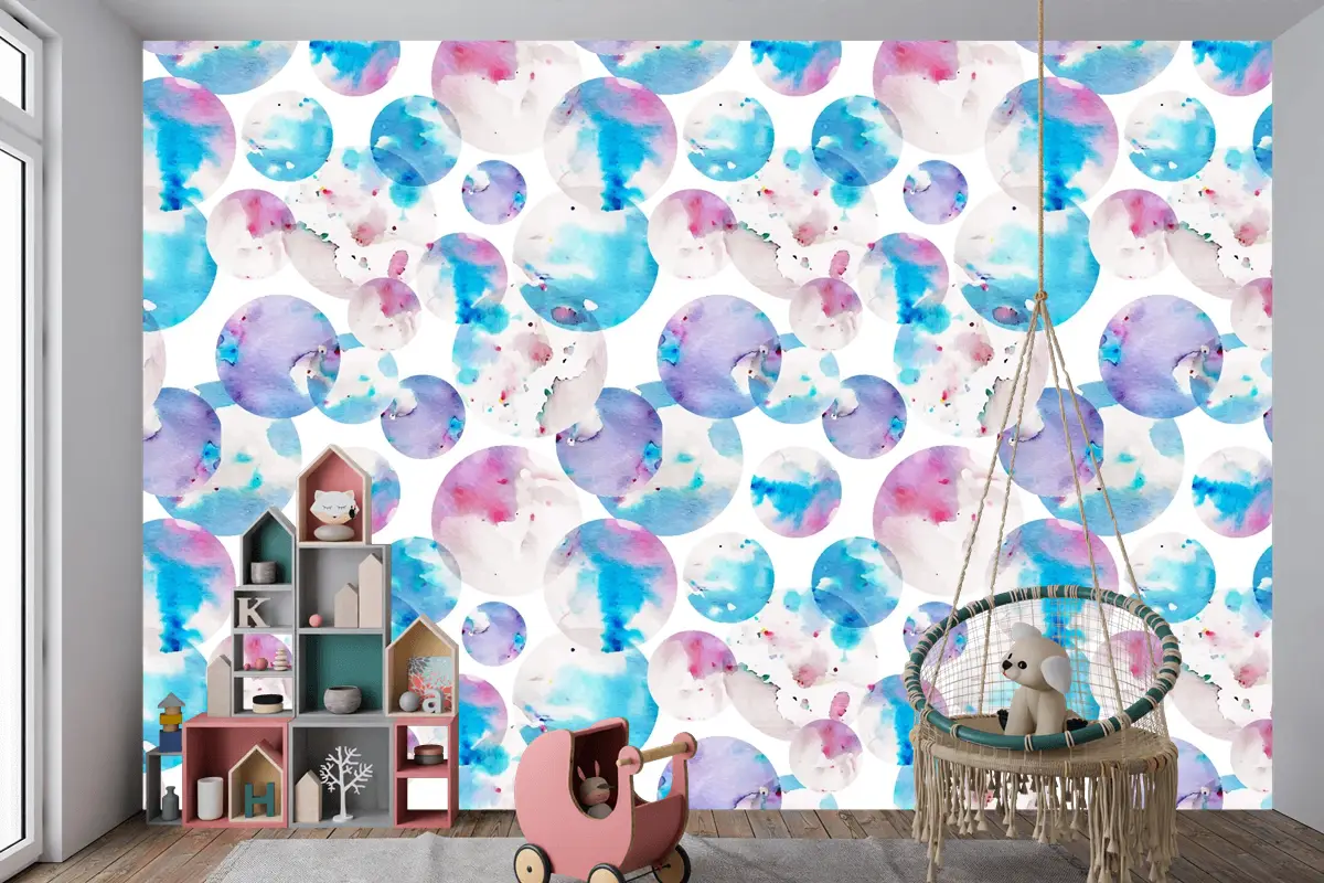 Suluboya Noktalı Desen Çocuk Odası Duvar Kağıdı 