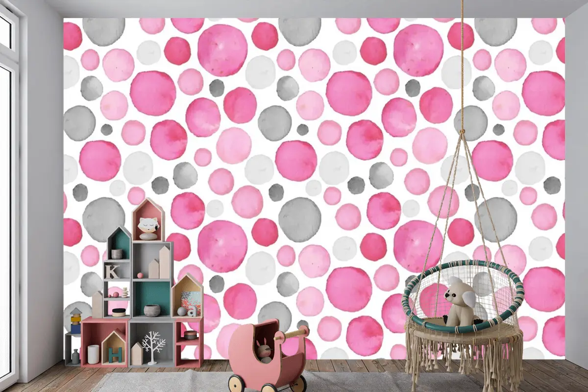 Suluboya Noktalı Desen Çocuk Odası Duvar Kağıdı 