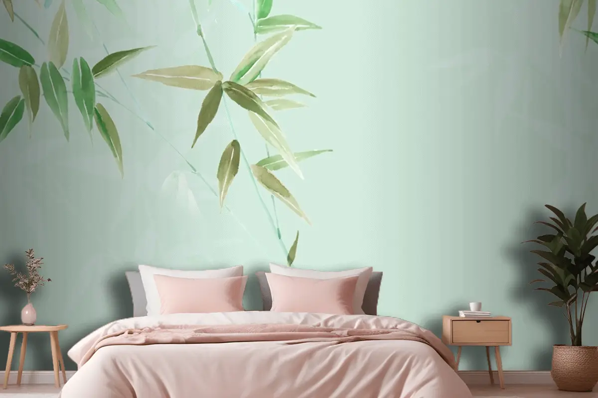 Suluboya Çiçekler Tavuskuşu Phoenix Gül Şakayık Hayvanlar Yatak Odası Duvar Kağıdı